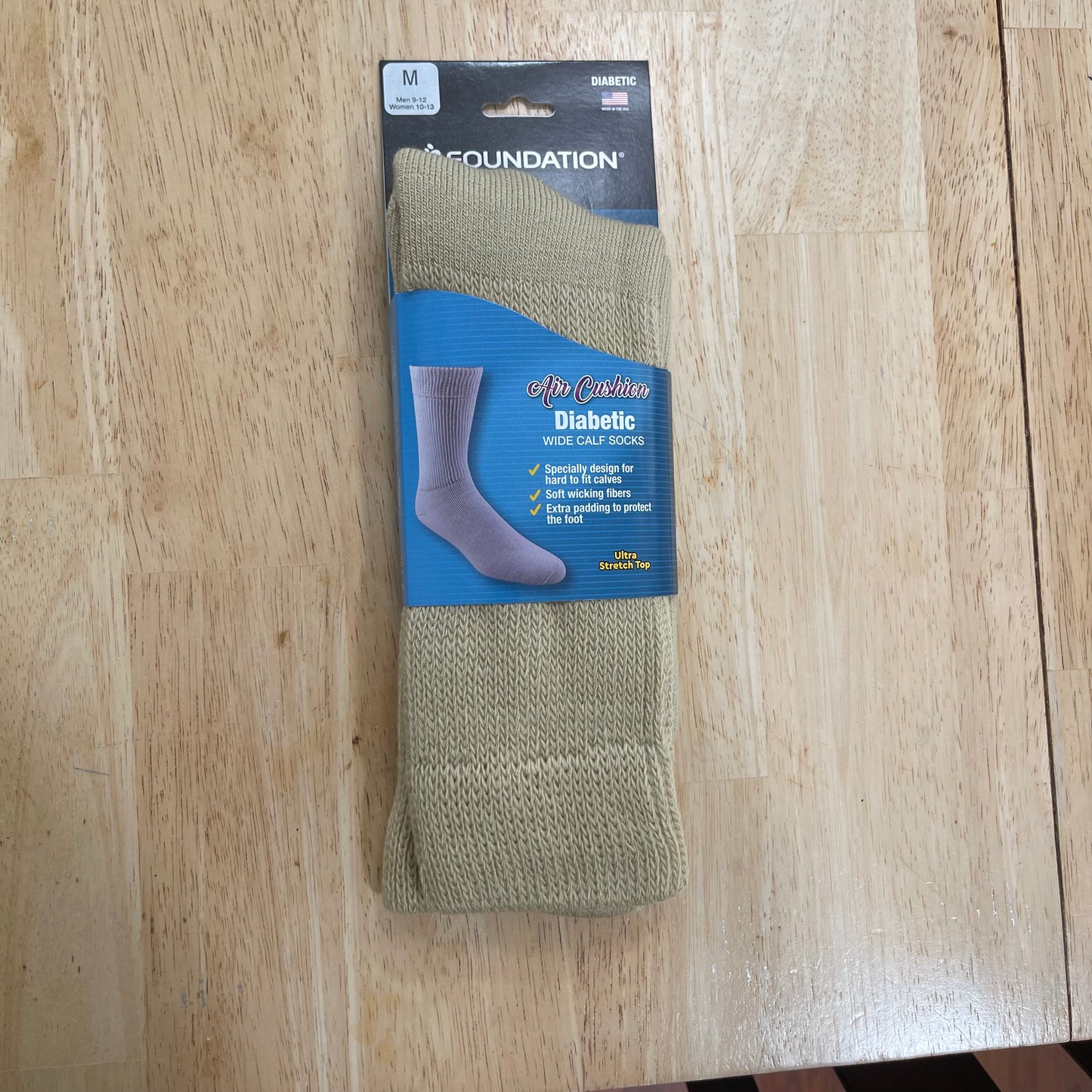 FD390Khaki front cover of product material of sock in klhaki