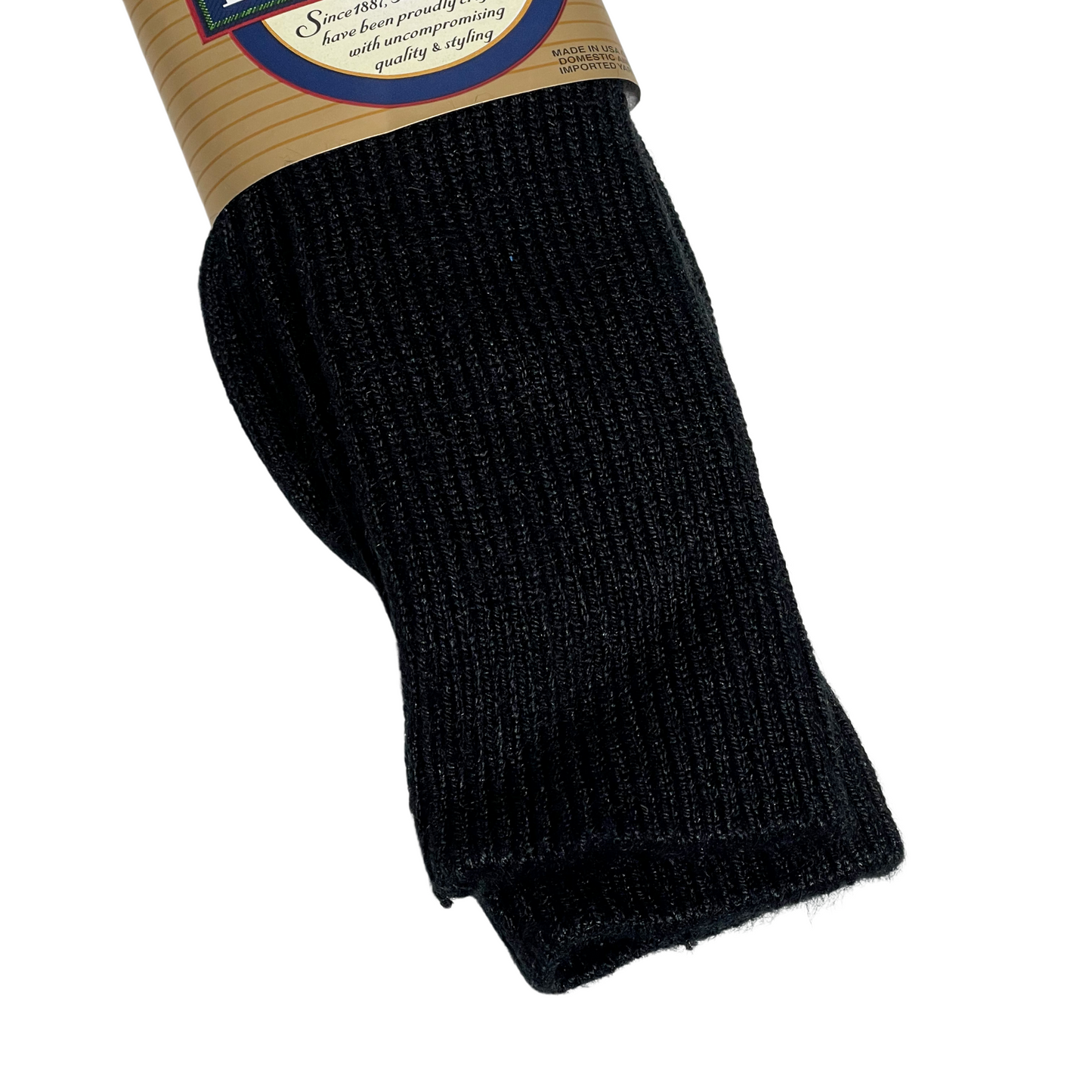 close up of the crew or top portion of the sock BB201 Black Casual Acrylic Sock