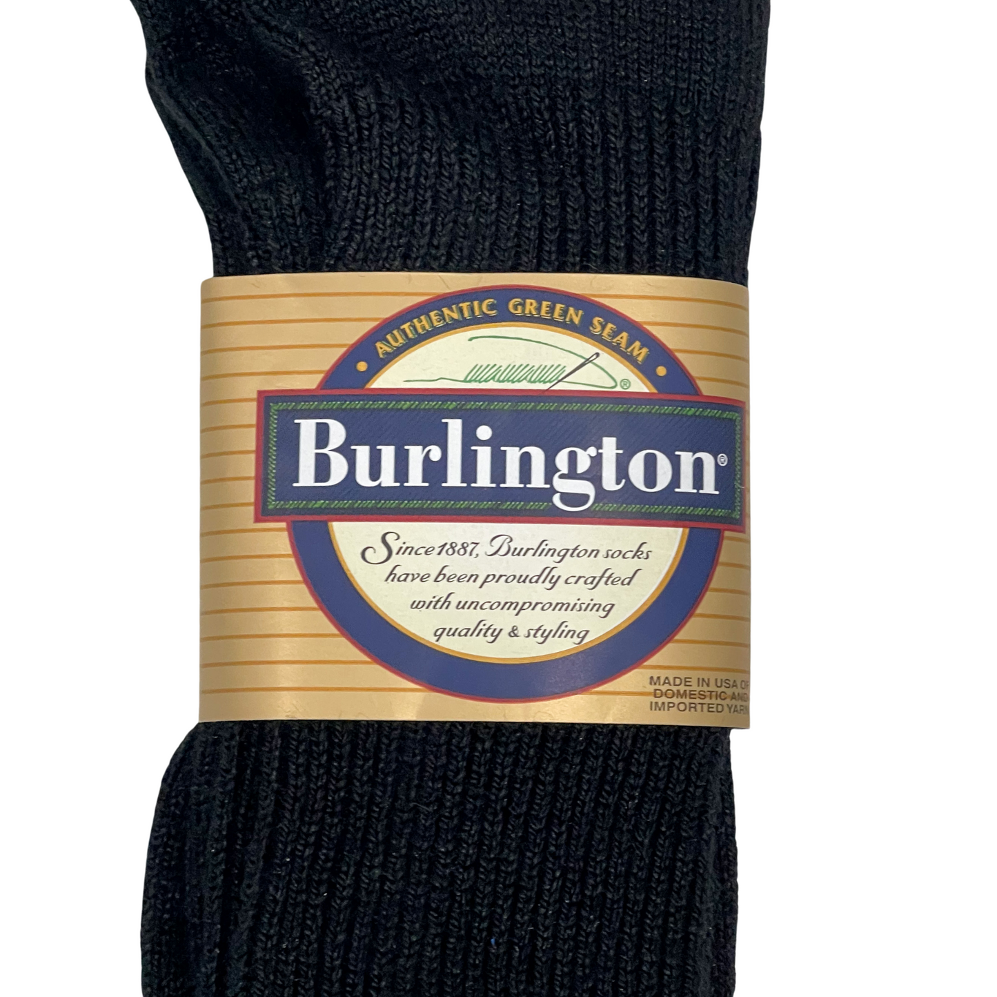 BB201 Black Casual Acrylic Sock Close up on front label