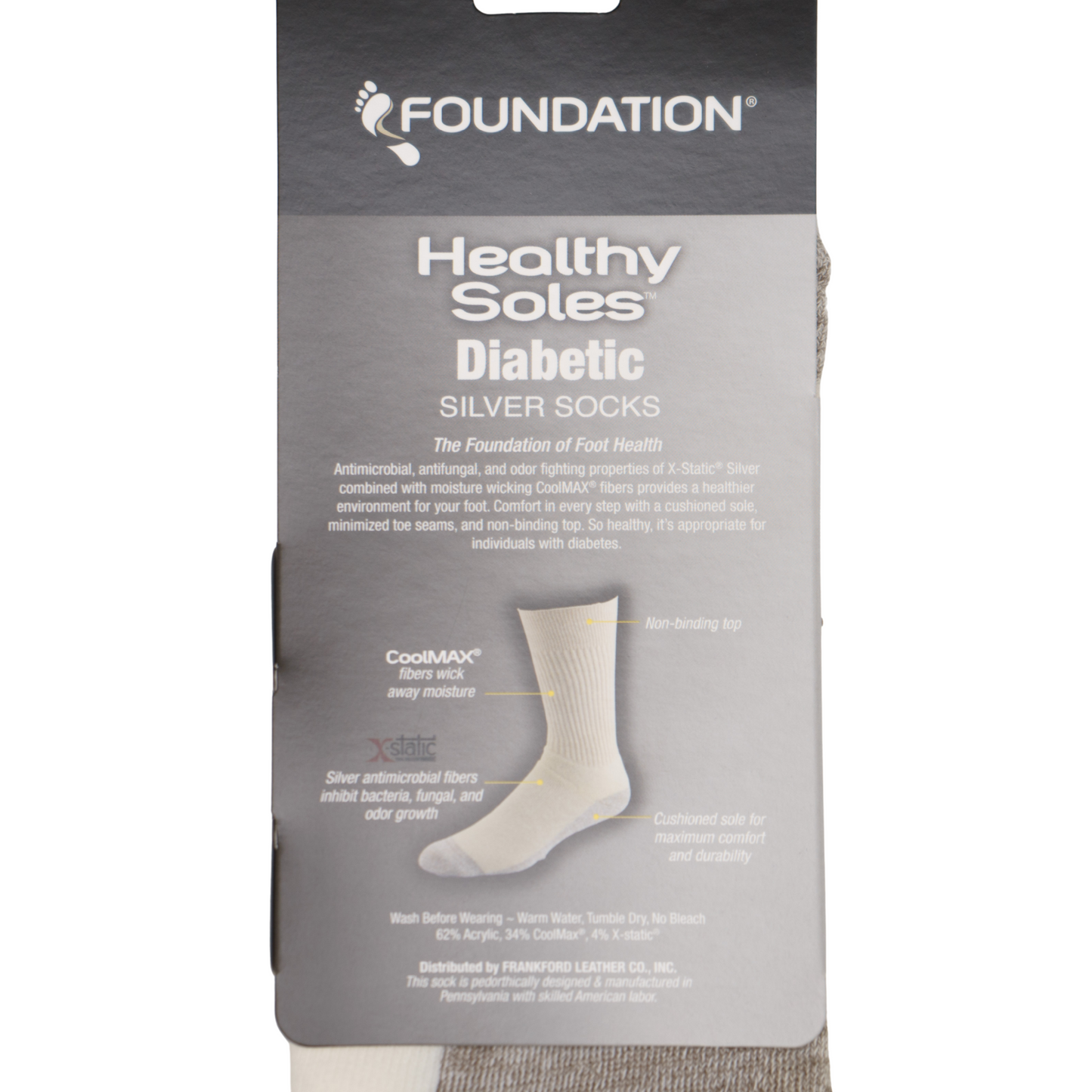 FOUNDATION® HEALTHY SOLES CIRCULATION CREW SOCKS - WHITE