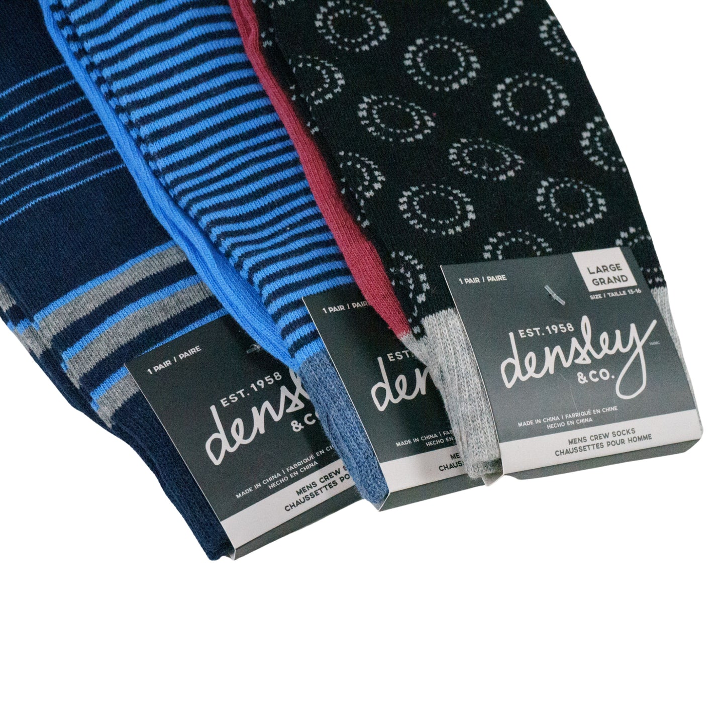 D&CO Pattern Cotton Dress Socks - 3 Pairs