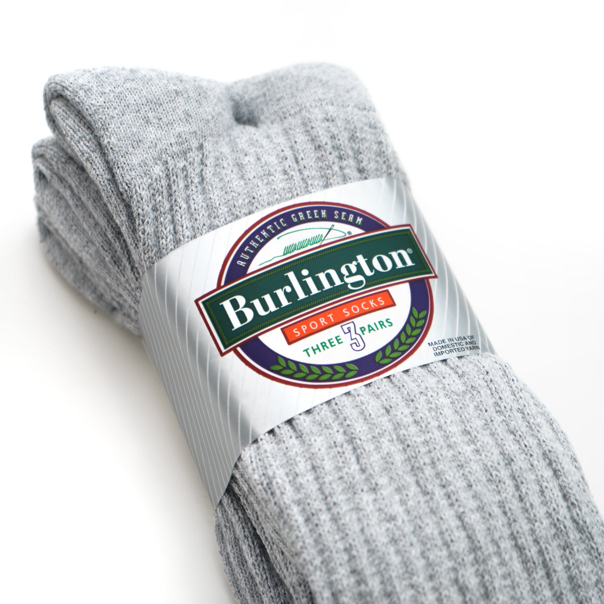 BB605 Burlington Sport Socks 3 pack - Grey - close up on front label 