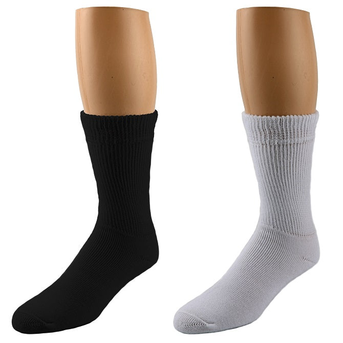 FOUNDATION® DIABETIC AIR CUSHION WIDE CALF CREW SOCKS - BLACK