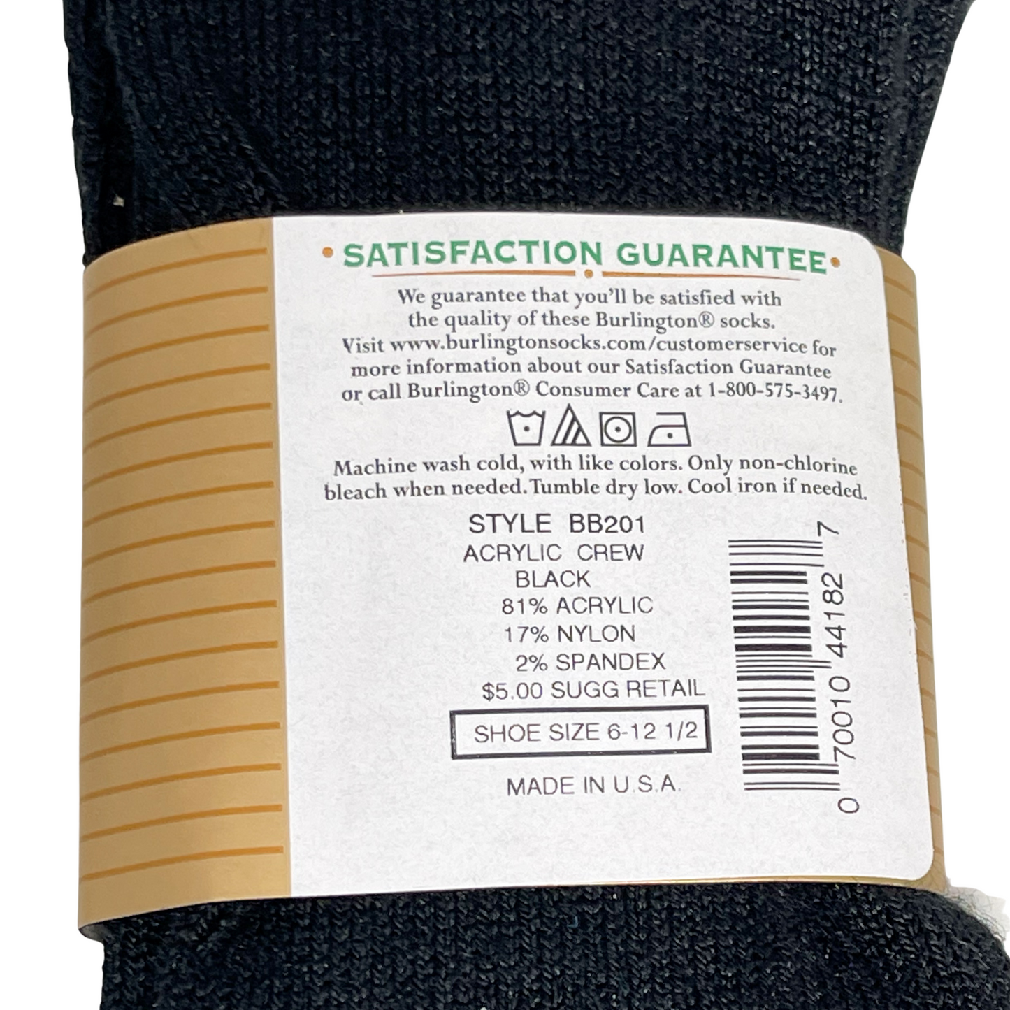 BURLINGTON CASUAL ACRYLIC CREW SOCK - BLACK