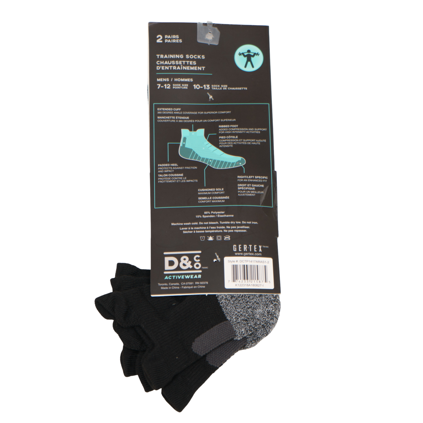 D&CO Training Ankle Socks- Performance Poly Blend - Technical - 2 PK