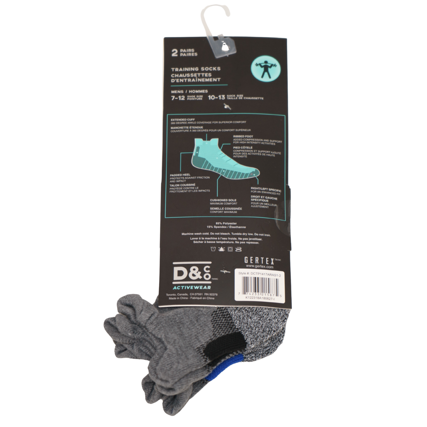 D&CO Training Ankle Socks- Performance Poly Blend - Technical - 2 PK